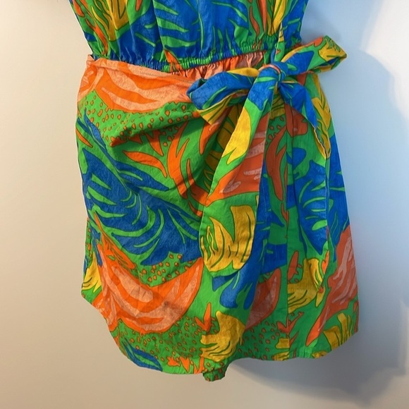 Flying Tomato ALL THE CHEER WOVEN ROMPER in Green size L Faux Wrap Skirt - Picture 7 of 16